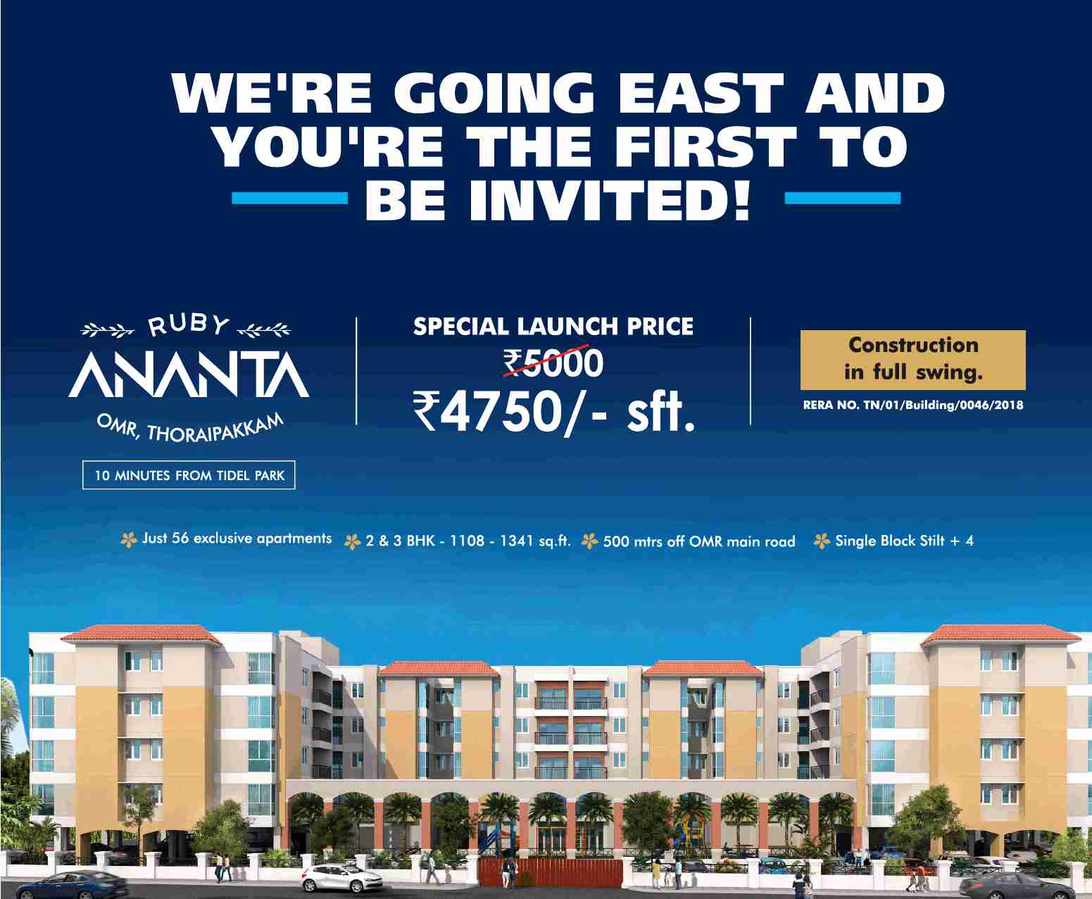 Avail special launch price of Rs. 4750 per sqft. at Ruby Ananta in Chennai